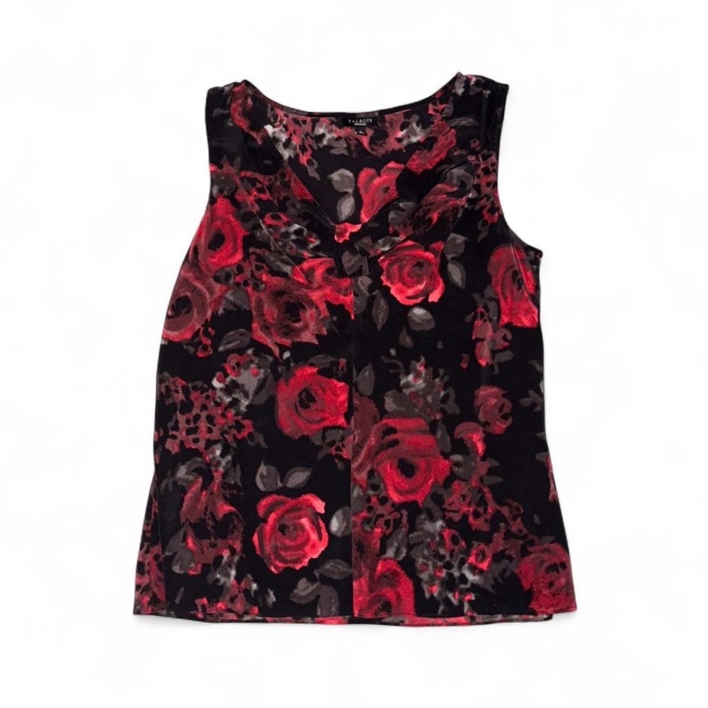 Talbot Red Floral Sleeveless V-Neck Top